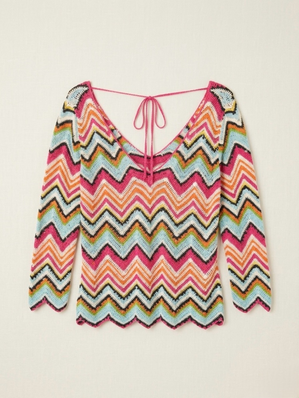 90s Vintage Nicowa Chevron Crochet Top Whimsigoth